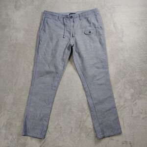 Banana Republic Mens Pants 36x29* Aiden Chino Blue‎ Linen Cotton Blend Pockets